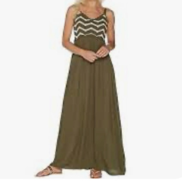 DU JOUR Crochet Olive Maxi Dress - Picture 1 of 11
